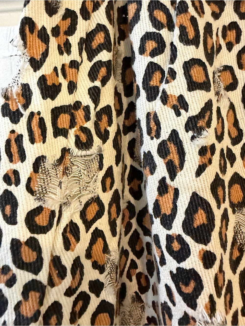 POL NWT Jacquard Leopard Print Patchwork Distressed Jogger Brown Cream Black - Picture 9 of 16